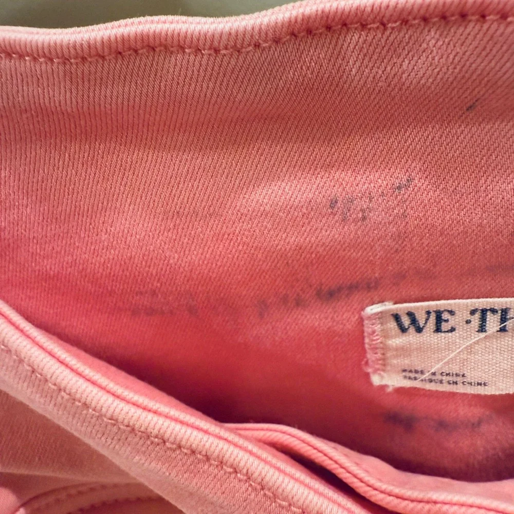 We‎ The Free Flare Jeans Raw Hem Pink Stretch Casual Pants Size 32